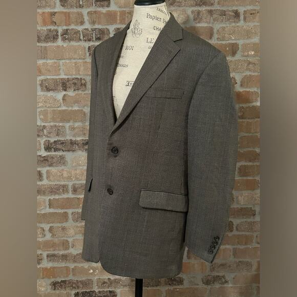 Lauren Ralph Lauren gray tan 100% wool sports coat blazer jacket plaid size 40R - Picture 2 of 12